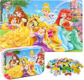 Princess Puzzles for Kids Ages 4-8, 60 Pieces for Kids Ages 3-5 Princess Puzzle for Girls and Boys Toys Jigsaw Puzzles in a Metal Box Educational Puzzles (Princess)