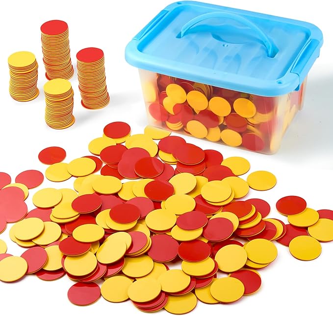 Plastic Two-Color Counter,Red/Yellow Two Side 1000 PCS,Counting Manipulatvies, Math Counters for Kids, Counting Chips