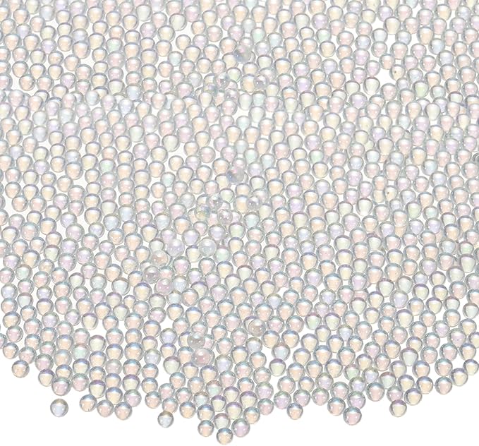Iridescent Glass Tiny Bubble Beads, 2.0-2.5mm 10g No Hole Micro Mini Round White Transparent Water Droplets Beads - Applications: for Resin Filler, Nail Art, Dollhouse Bath Tub