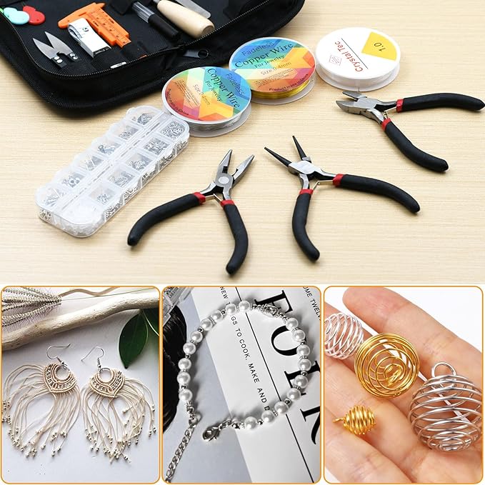 LYFJXX Jewelry Making Supplies Kit with Jewelry Pliers, Jewelry Wires and Jewelry Findings for DIY