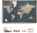 Canvas World Map with Cork Pin Board - English Lettering - Decorative Wall Decoration for All Rooms - Canvas Pictures with World Map Motif (120x80 cm, Pattern 18)