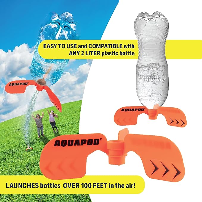 Screw on Curved Water Rocket Fins (2 pk)- Compatible with any 2 Liter Bottles - Makes Bottle Spiral in Air & Helicopter to Ground - Fun Outdoor Science Toy - Accessory to Water Rocket Launcher