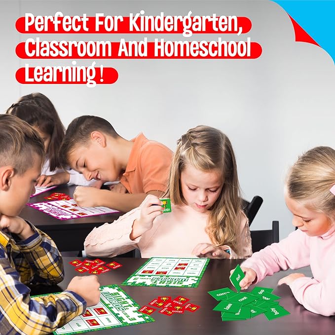 Sight Word Bingo Game, 144 Sight Words Learn to Read Level 3 & Level 4 Bingo Board Game Dolch's & Fry's Words Lists for Kindergarten and Preschool, Grade 1st, 2nd, Kids 4-8 (Up to 25 Players)