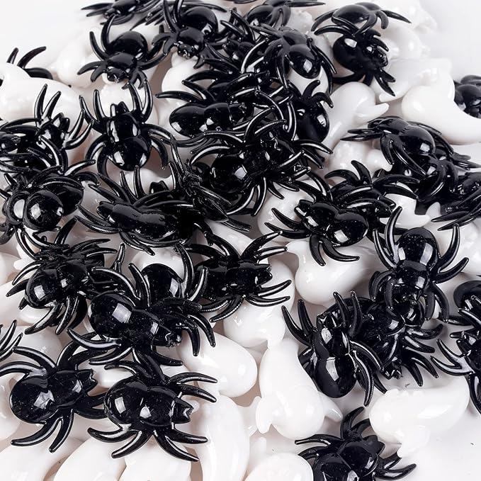 Crazy Night 50Pcs Realistic Spider Toys Halloween Vase Filler Prank Props Mini Acrylic Spider