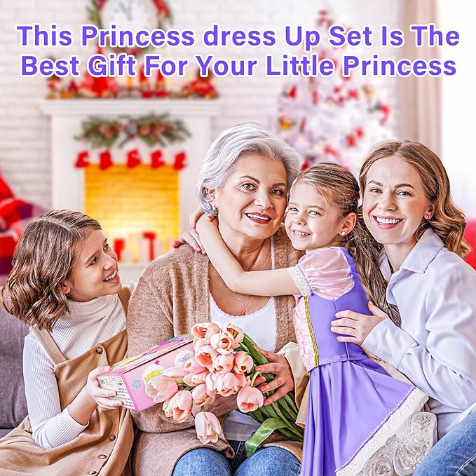 Princess Dress Up for Girl - Dress up Clothes for Toddler Girl, Princess Toys Christmas Birthday Gifts