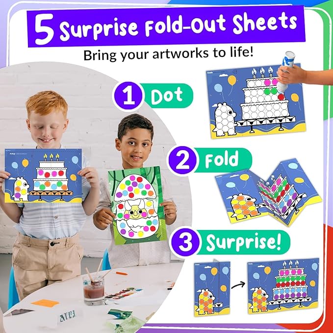 Chalkola 8 Washable Dot Markers for Toddlers 1-3 | with 20 Page Coloring Activity Book Kit, Bingo Daubers | Preschool Paint Dot Art Set - Toddler Arts and Crafts Supplies for Kids Ages 2-4 Years Old