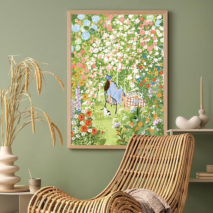 MOMIBOOK Puzzles for Adults 1000 Piece Jigsaw Puzzles of Afternoon Garden, Spring Painting Image Difficult Challenging Hard Impossible Puzzle, Funny Toys & Games Christmas Birthday Gifts