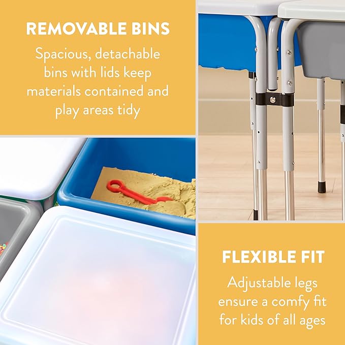 Quad Sensory Tables with Lids, Adjustable Table, Contemporary