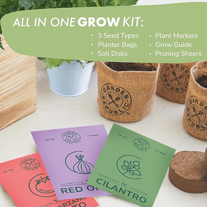 Garden Republic Salsa Grow Kit - Starter kit with Seeds, Soil, Planters & Shears