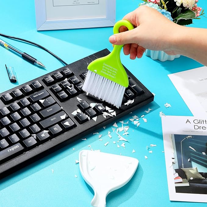 CHENGU 3 Pcs Mini Dustpan Set Brush for Table Whisk Brooms Small Dustpan Broom Set Mini Dust Pans with Brush Tiny Cleaning Table Sweep for Car Desk Keyboard Countertop Nest