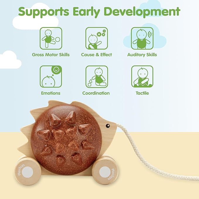 PlanToys Pull Along Hedgehog – Brown (5274)