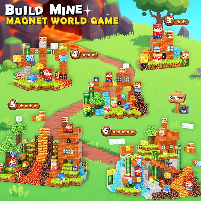 Magnetic Blocks Building Toys, Mine Magnet World Game Set for Kids Ages 4-8 5-7 6-8, STEM Sensory Magnetic Toys for Toddlers, Gift for 3+ Year Old Boys Girls