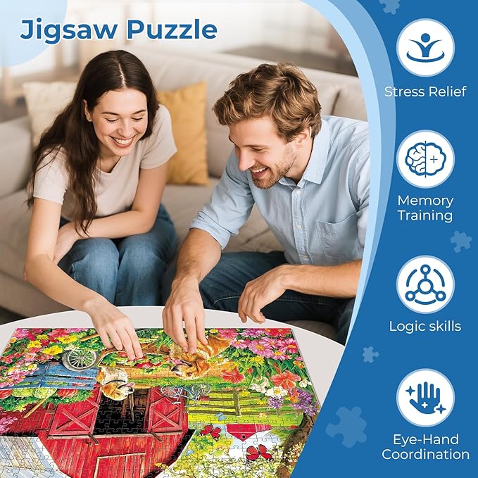 Puzzles for Adults 500 Pieces,Spring Farm Vegetable Theme Puzzle for Adults,500 Pieces Cute Golden Retriever Jigsaw Puzzles for Kids Seniors,Challenging Family Games & Holiday Party Gifts,20.5x15 in