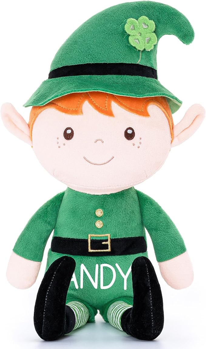 Gloveleya Personalized St Patrick's Day Plush with Your Name - Cute Custom Boy Doll Irish Soft Plush Doll for Girls Plush Doll Customized Gifts - Muñecas de Trapo Personalizadas para Niñas