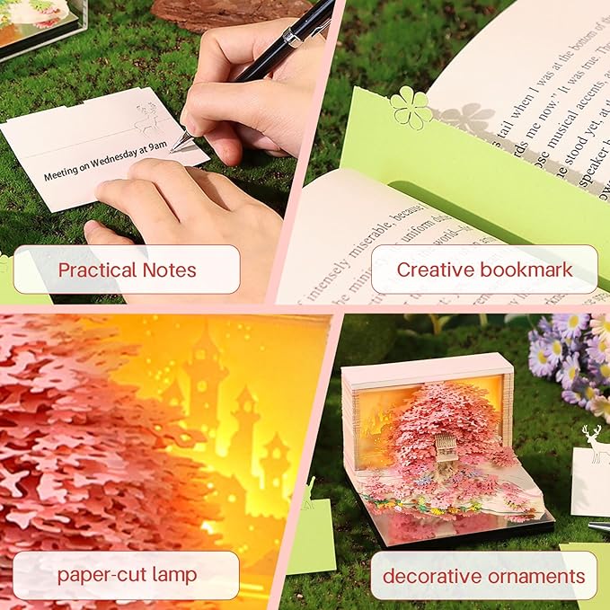 3d Calendar 2026,Hand Tear DIY Art 3d Calendar,Perfect Combination Of Artistic And Practical Design With Lights,Suitable For Note Taking,Decorative Ornaments,Holiday Gifts (huahai-Pink)