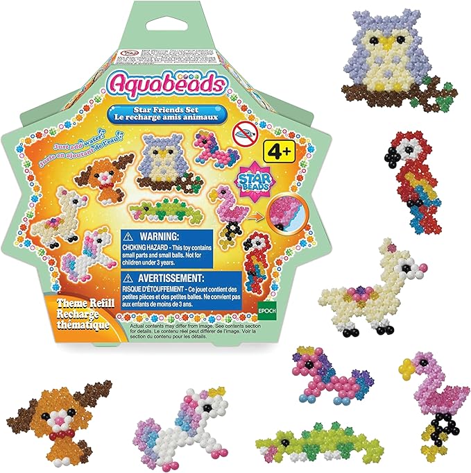 Aquabeads Arts & Crafts Star Friends Theme Bead Refill with Over 600 Beads and Templates, Multicolored