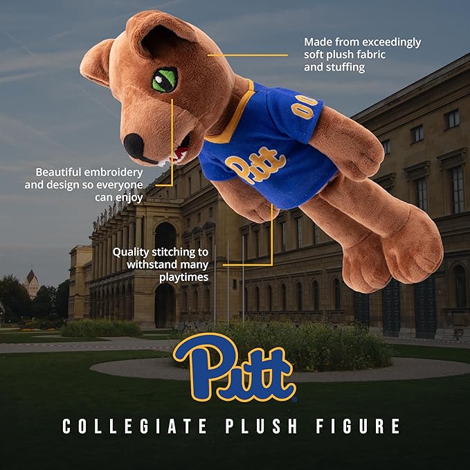 Playtime by Eimmie 14" Pitt Panther Plush Doll – Soft Rag Doll Mascot for College Football Fans, Sports-Themed Plush Figure for Kids, Toddlers & Collectors, Surface Washable