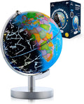 USA Toyz Illuminated Globe for Kids Learning- 3-in-1 STEM Globes of the World with Stand, Constellation Map, Built-in LED Night Light Desk Globe Lamp, Non-Tip Metal Base, 9.75” Tall, 7 Inch Diameter