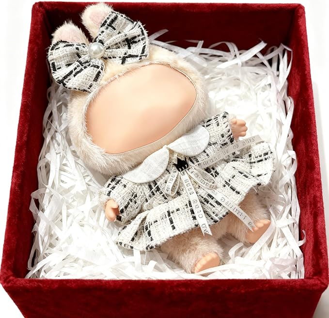 Clothes for LABUBU 17cm Doll (NO Doll), Outfit for LABUBU, Dress and Hairpin Set for LABUBU Dress Up, Fashion and Premium Dolls Accessories for LABUBU (Style P)