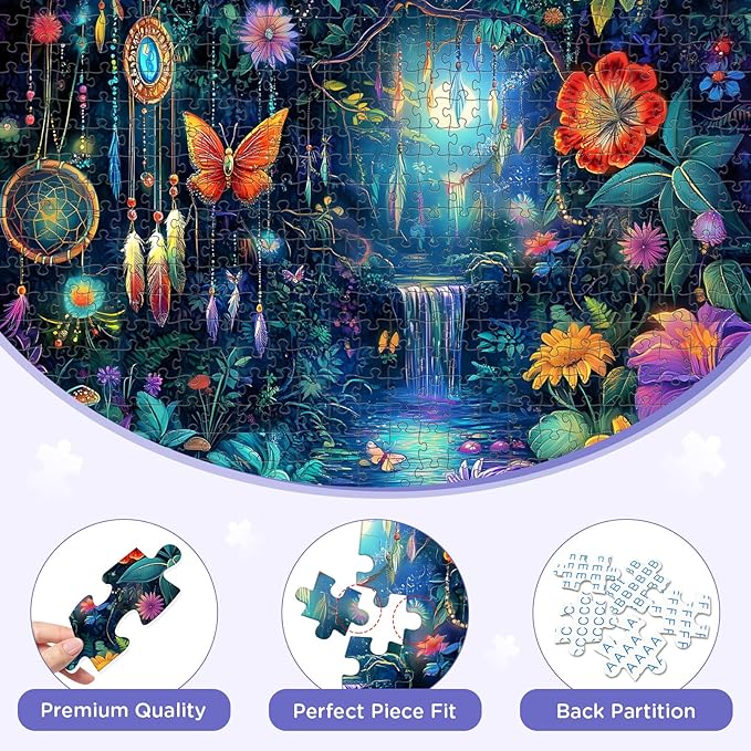 500 Piece Puzzles for Adults, Magical Forest Puzzle 500 Pieces Jigsaw Puzzle for Adult Kids Elderly,Glow Flower Butterfly Adult Jigsaw Puzzle Family Challenging Game Home Decor 20.5x15 in