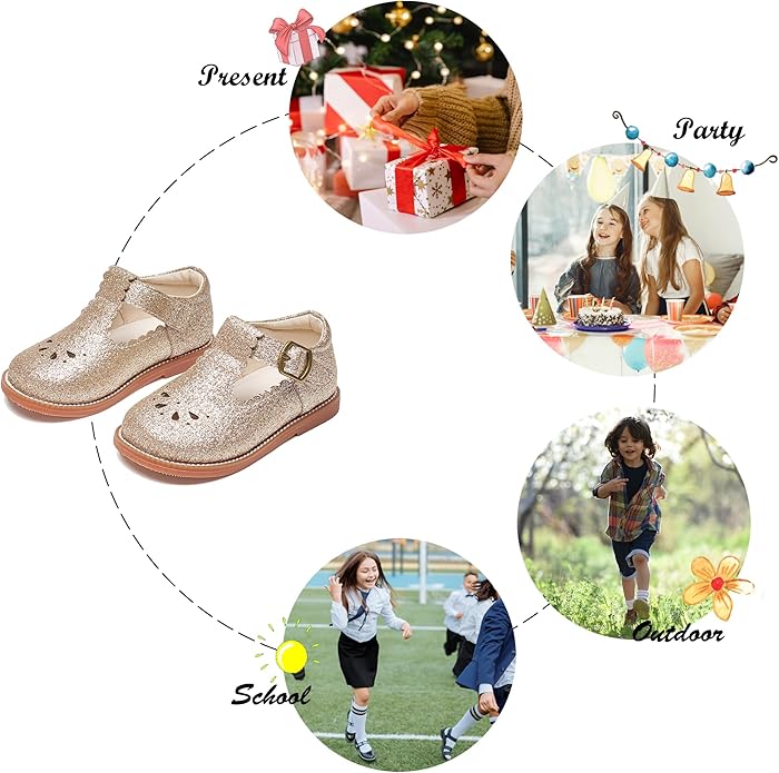 Felix & Flora Toddler Little Girl Mary Jane Dress Shoes - Ballet Flats for Girl Party School Shoes