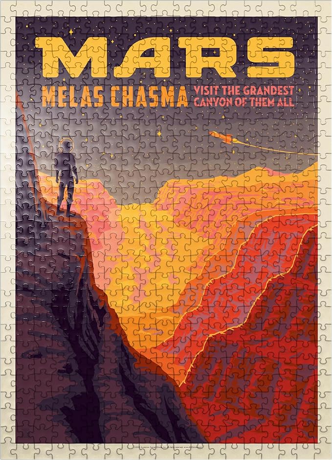 MyPuzzle Mars: Melas Chasma, Vintage Poster - Premium 500 Piece Jigsaw Puzzle for Adults