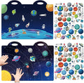 3D Outer Space Puffy Sticker Play Set Kids 2-4 Toys Gifts Sticker Book Galaxy Window Clings Decals for Toddlers Home Airplane Solar Systerm Party Supplies Decorations 100 Reusable Puffy Stickers
