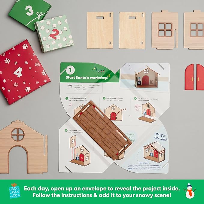 KiwiCo Santa’s Railroad Train Advent Calendar for Kids 5+ | Countdown to Christmas with 24 Days of Buildable Toy Train Set | Advent Calendar 2025 for Kids