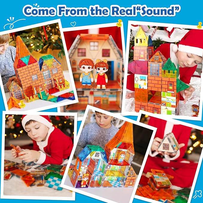 Magnetic Tiles-Doll House with Magnets for Kids Playhouse Tiles Edition Double Sided, Kids Toys Magnetic Blocks for Boys Girls Age 3-4 4-5 6-8, Stem Sensory Toy for Classroom Must Haves Building Toys