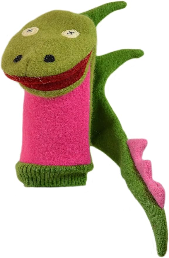 Cate and Levi - Hand Puppet - Premium Reclaimed Wool - Handmade in Canada - Machine Washable (Dragon)