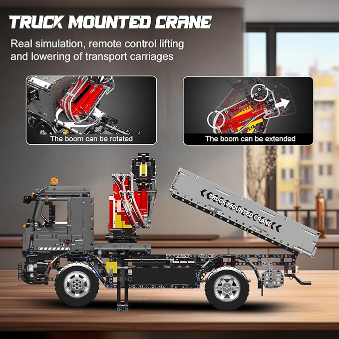 Mould King 19016 Truck Mounted Crane Building Set, APP/Remote Engineering Truck Construction Kit, City Mobile Crane Model Sets to Build for Age 14+/Adults Collections Enthusiasts (3767+ Pieces)