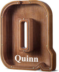 Summidate Customized Name Extra Large Wooden Piggy Bank for Kids Boys Girls Alphabets Letter A-Z Coins Bills Money Change Saving Box Clear Cover (Laser Engraved) Educational Toys 12"- Letter Q