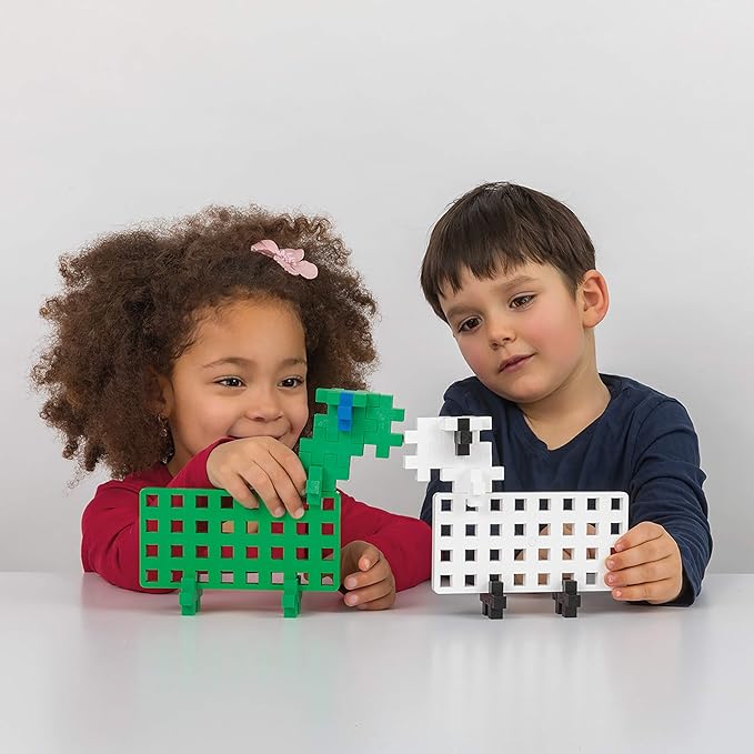 PLUS PLUS Big - Baseplate Duo, Green & White - Base Accessory for Building and displaying Creations, Construction Building Stem/Steam Toy for Toddlers and Preschool