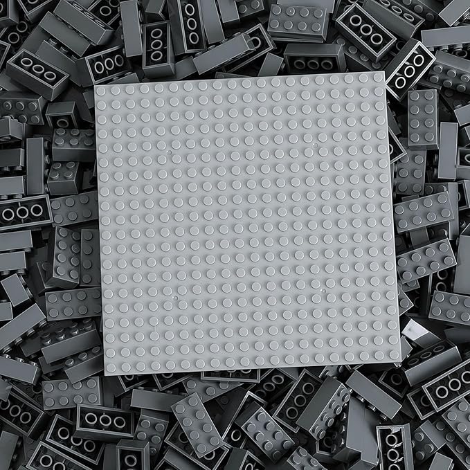 500 Piece Classic Building Bricks and 1 Gray Baseplate, 2x4 Bricks Bulk Creative Building Toys, Blocks Bulk for Kids Ages 6+, Dark Gray(Samll Bricks, 1.25x0.62x0.47 in)