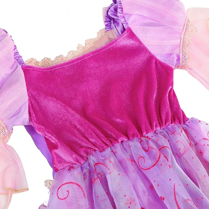 Light Up Princess Dress for Girls Purple Lighted Princess Costume Fancy Halloween Dress Up Cosplay Party Carnival
