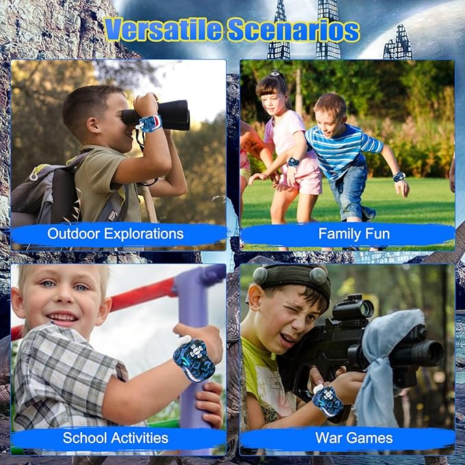 Dinosaur Walkie Talkies for Kids - 2 Way Radios Toys for Boys & Girls Ages 3-12 - Long Range, 3 Channels - Outdoor Adventure, Camping, Hiking Gifts Birthday Gifts (Blue)