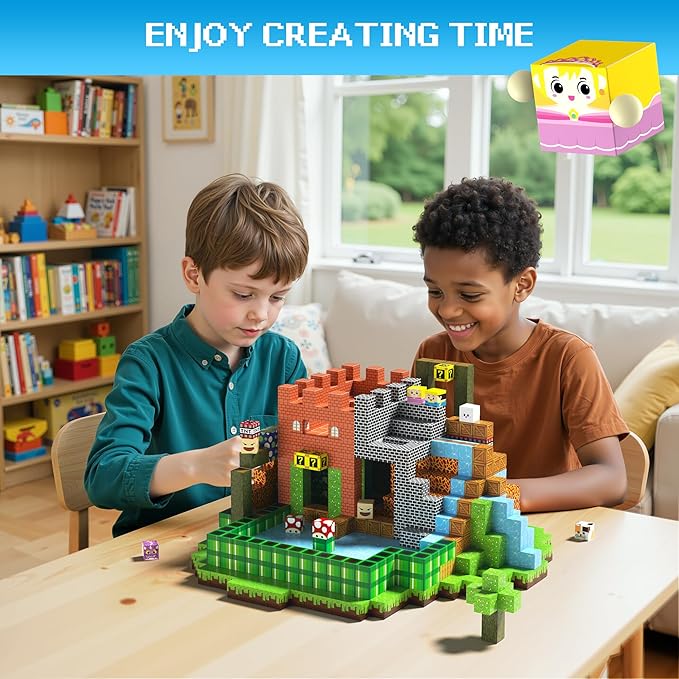 Magnetic Blocks - 150 PCS Magnets Game-Based Building Block for Ages 3,4,5,6,7,8,9,10,11 Kids Birthday Toy Sets Present, Stacking Cubes Construction Gift for Toddlers Boys & Girls, 0.8in