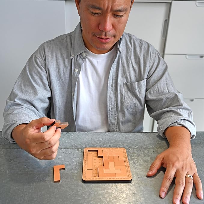 Project Genius Caesar's Calendar Wood Puzzle-A-Day Challenge, 365+ Solutions, Brainteaser Gift for Adults and Kids 8+, True Genius Office Desk Calendar Inspired by Roman Artifact