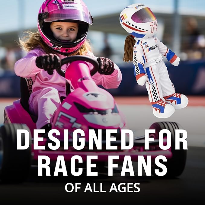 Playtime by Eimmie NASCAR-Themed Soft Baby Doll, 14-Inch Plush Racing Rag Doll for Kids, Sally Speedster Motorsports Plush Figure, Fabric Stuffed Toy for All Ages