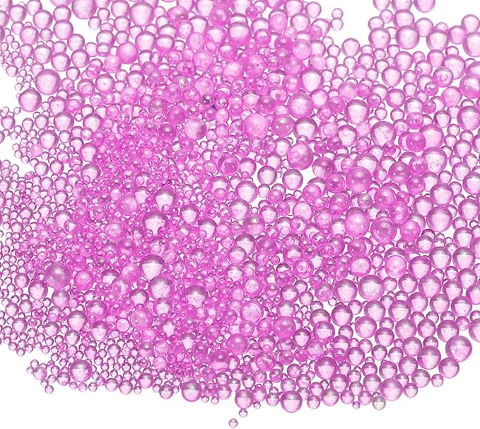 Iridescent Glass Tiny Bubble Beads, 0.4-3mm 10g No Hole Micro Mini Round Magenta Water Droplets Beads - Applications: for Resin Filler, Nail Art, Dollhouse Bath Tub