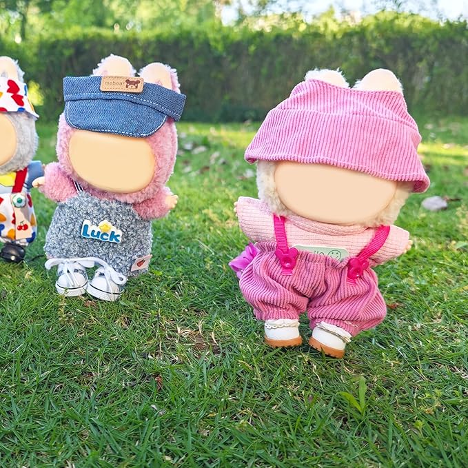 Clothes for 17cm Doll, 3 PCS Cute Hot Pink Hat & Jumpsuits Set, Dress up Outfit Exquisite Accessories for Dolls