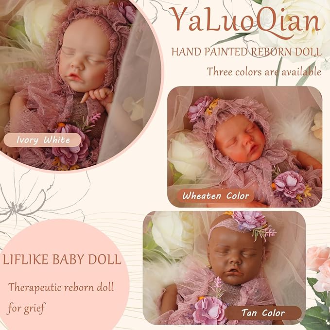 Full Silicone Reborn Baby Doll, 18 Inch Lifelike Newborn Girl, Reborn Baby Dolls Silicone Full Body Sleeping for Therapy & Memory Keepsake