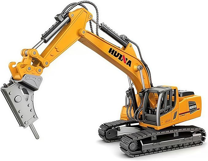 Gemini & Genius Drill Excavator Heavy Duty Construction Site Vehicle Toys 1：60 Scale Diecast Digger and Driller Engineering Dump Truck Collectible Alloy Model Toys for Kids and Decoration for House