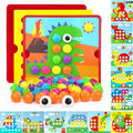 Button Art Toys for Toddlers 3-5 Years Old,Educational Color Matching Mosaic Pegboard & Fine Motor Skills Game,Early Preschool Learning Crafts Activity for Boys & Girls,Gifts for Kids Ages 3+