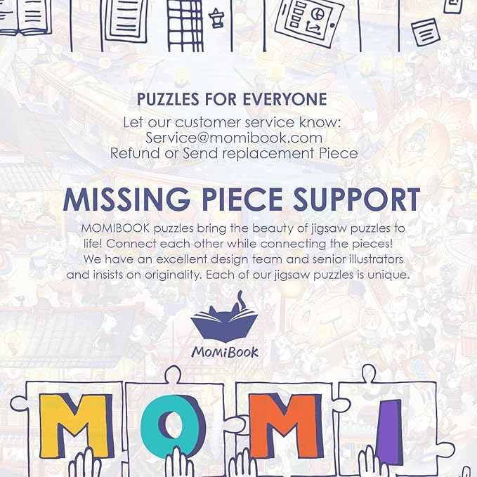 MOMIBOOK Puzzles for Adults 1000 Pieces Jigsaw Puzzles of Civet Cat River View, Painting Image Chinese Cat Puzzle Challenging Hard Impossible Puzzle Unique Funny Party Christmas Birthday Gifts