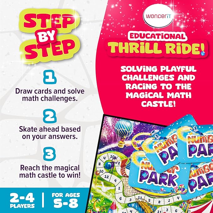 Number Park - Addition & Subtraction Math Games for Kids Ages 5-8 - Fun Educational Learning Game - Board Games for Kindergarten & Up - Gift