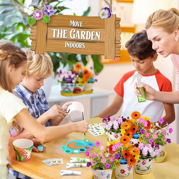 Doiaz Paint & Plant Flower Growing Gardening Kit with 3 Pots for Kidz - Halloween Gifts for Girlz & Boyz Agez 5, 6, 7, 8, 9, 10, 11 & 12 Yearz Old Girlz