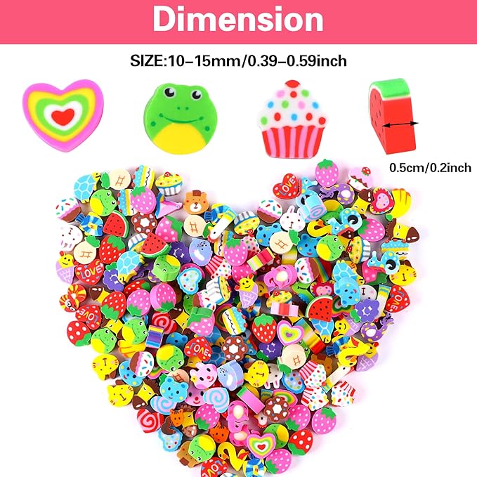 JUNEBRUSHS 150 Pieces Mini Erasers for Kids Bulk, Novelty Animal Erasers,Pencil Erasers Assortment,Cute Small Erasers for Students Homework School Classroom Rewards Prizes ,Party Favors Multicolor