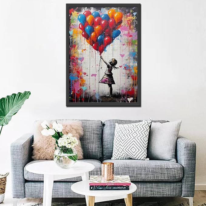Tucocoo Colorful Balloon Puzzles for Adults 1000 Pieces, Banksy Little Girl Street Artwork Jigsaw Puzzle 20 x 27 Inches Colorful DIY Puzzles for Home Decoration, Family Puzzle Perfect for Game Nights