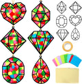 Qyeahkj 36 Set Jewel Suncatchers Crafts for Kids DIY Diamond Window Tissue Paper Craft Kit Jewel Hanging Decor for Summer School Home Activity Art Project Birthday Party Favor Gift